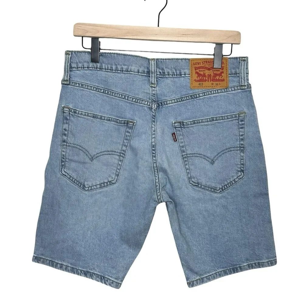 Levi's 412 Men’s Denim Shorts 31x9 Blue Thigh Length Shorts - Picture 2 of 5